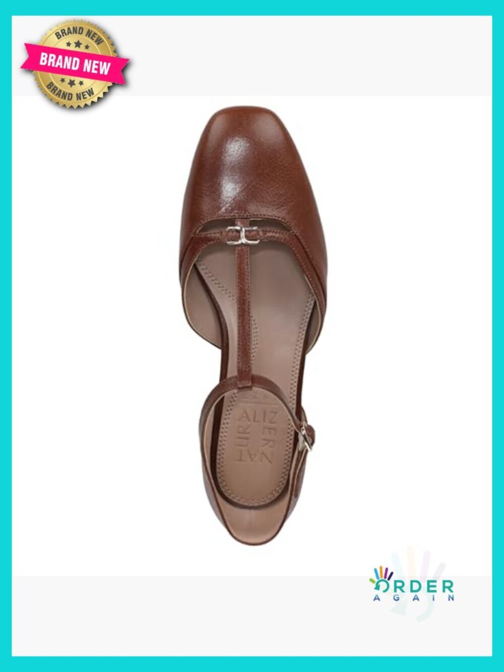 Classic Mary Jane Flat with T-Strap Twist Square Toe Block Heel Comfort - Picture 5 of 7
